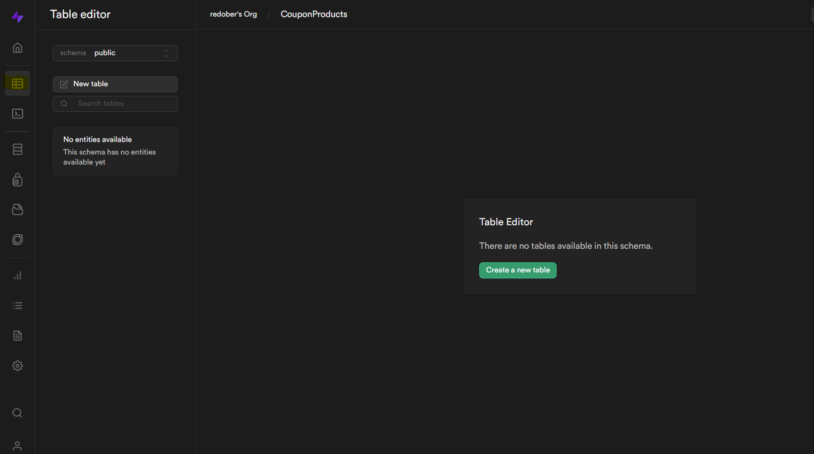 Create project in Supabase